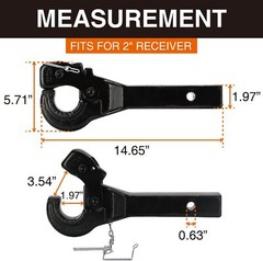 Pintle Hitch Receiver Hook 10 TON for 2” Hitches Hitch Hook Receiver 20000Lbs
