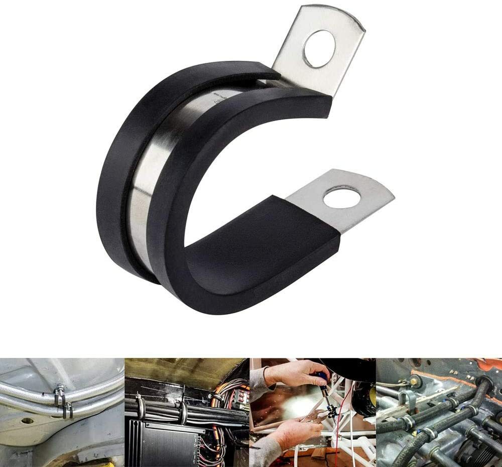30pcs 1/2″ Inch Cable Clamp Rubber Cushioned Insulated Clamp 304 Stainless Steel