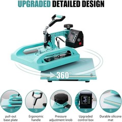 5 in 1 Heat Press Machine 15″x15″ T-Shirt Transfer Sublimation W. 30OZ Tumbler