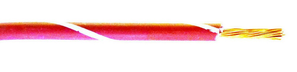 ***** 50 FT COIL***** Hookup Wire, Type SXL, Red with white stripe, 10 AWG