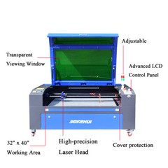 Autofocus 100W CO2 Laser Cutting Engraving Machine 40″x32″+CW5200 Water Chiller