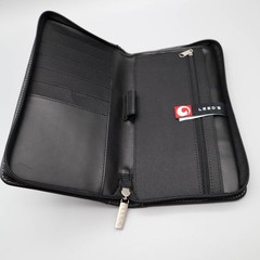 Leed’s Black Leather Personal Ogranizer Folio Travel Wallet Planet Fitness Logo