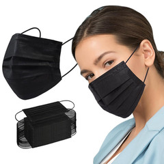 Disposable Face Mask, 100 PCS Black Masks, 3 Ply Protection Face Masks