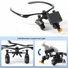 5.0X Dental Magnification Medical Binocular Loupes Glass+LED Surgical Head Light