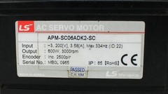 LS Mecapion APM-SC06ADK2-SC AC Servo Motor 3000 RPM 600W 200V 334Hz Encoder
