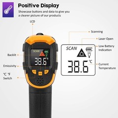 Infrared Thermometer Non-Contact Digital Laser Temperature Gun -58F~1112F(-50C~6
