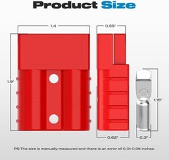 50A 6-12 Gauge 12V-36V Battery Quick Connect/Disconnect Connector, W Size: 50A