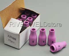 RIVERWELD TIG Nozzle Ceramic Cup 13N08 #4 1/4″ SR WP 9 20 25 Welding Torch 10pk