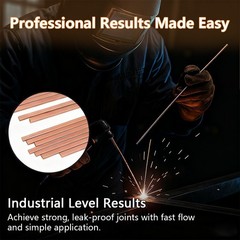 10 Sticks 15% Silver Brazing Rods – Flat Phos Copper Welding Rods for HVAC, Air