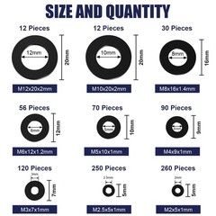 WEGOUP 900-Piece M2, M2.5, M3, M4, M5, M6, M8, M10, M12 millimeters, Black