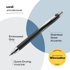 Jetstream RT Ballpoint Pens, Bold Point (1.0Mm), Black, 3 Count