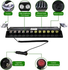 Car Emergency Strobe Light, 12V Windshield Dashboard Warning Flash Light with 12