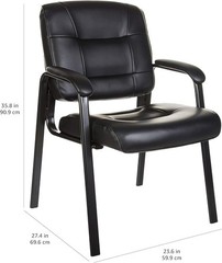 Sleek Faux Leather Office Chair with Solid Back & Armrests – Perfect for Guests