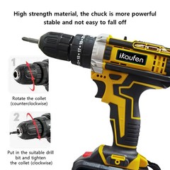 21V Cordless Impact Driver Electric Hammer Drill Combo Kit with 2 Battery B01