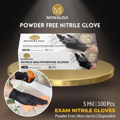 MONALISA™ Disposable Black Nitrile Gloves Industrial Powder Free 5mil 100 PCS