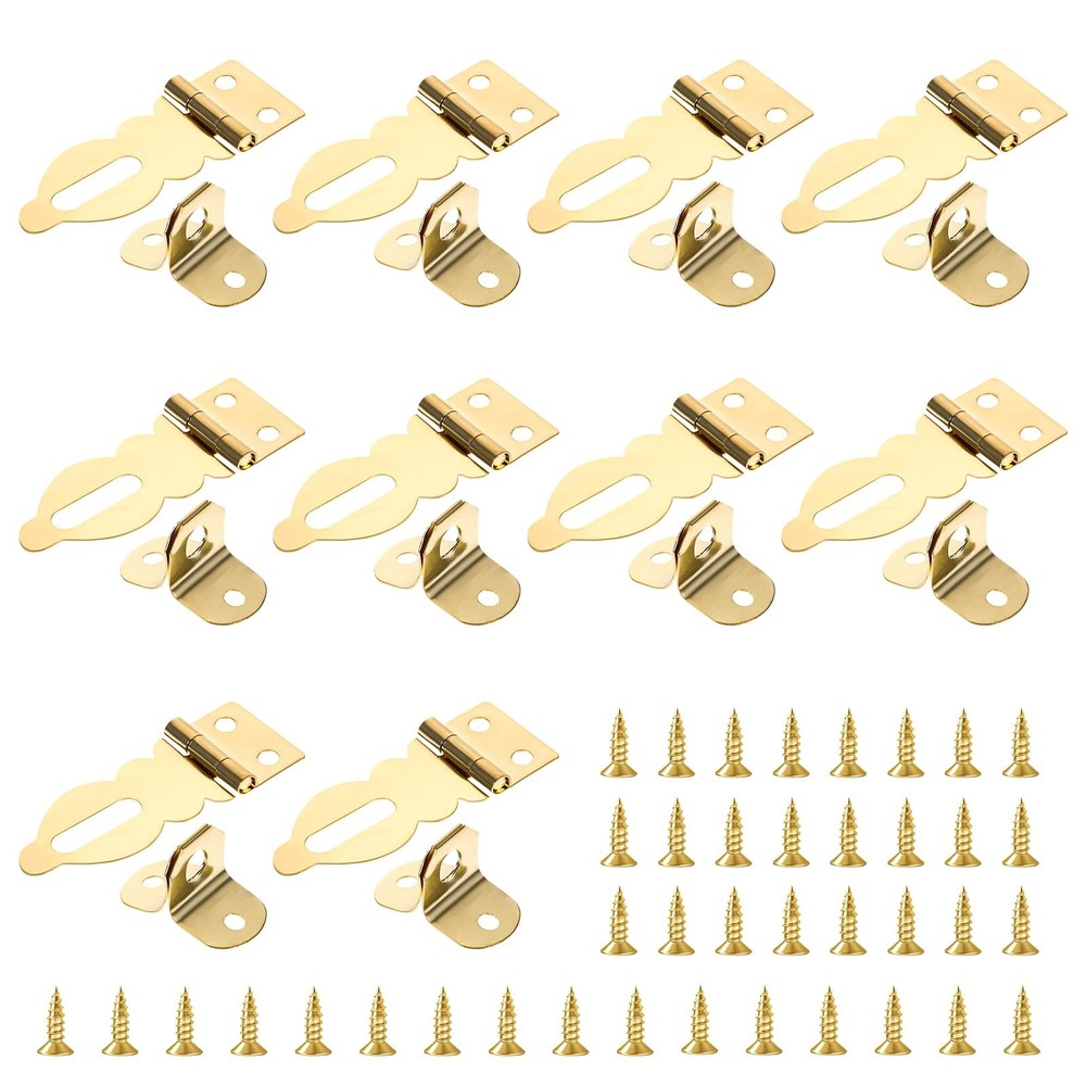 10 Pcs Mini Padlock Hasp Decorative Hasps Gold Metal Latch with Screws for…