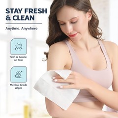 60 XL Shower Wipes – Body for Adults 1 Count (Pack of 60), White