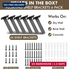 6 Pack Heavy Duty Shelf Brackets 6 inch, Floating Shelf Brackets(1/5″-Thick), L-
