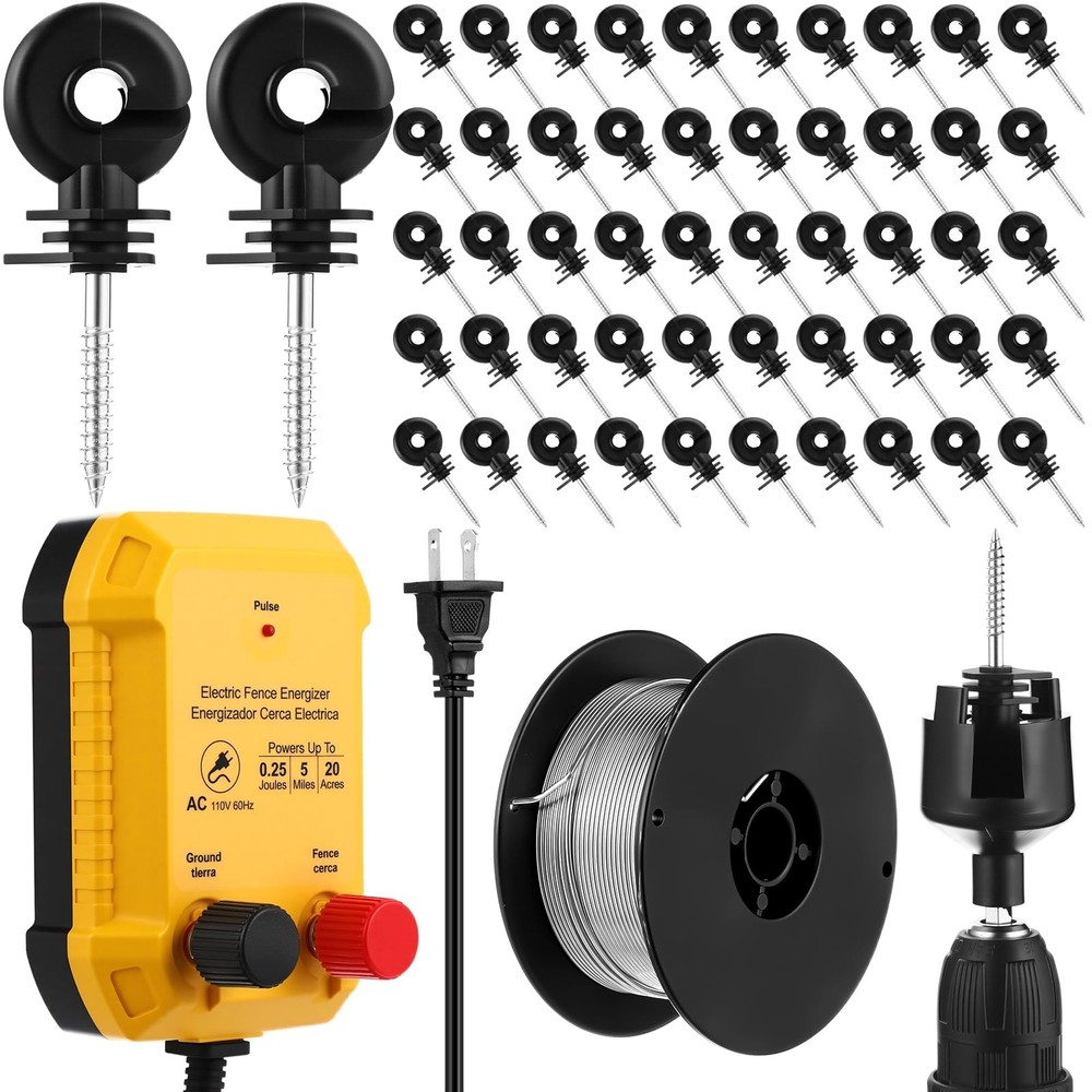 Electric Fence for Preventing Animals Intruding 2 Mile 110VAC 0.25 Joule Elec…