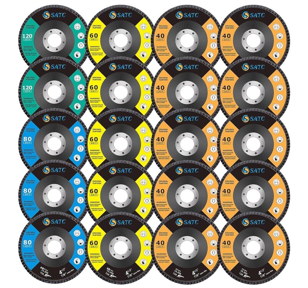 S SATC 20PCS Flap Discs 4-1/2″ for Angle Grinder 40/60/80/120 Grit Flap Disc T29