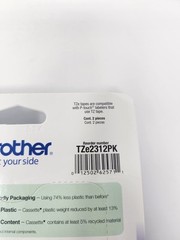 Brother P-touch TZe Tape 1/2″ Black Print on White Laminated 2 Tapes TZe-2312PK