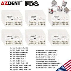 10XAZDENT Dental Ortho Metal Brackets Braces Mini/Standard Roth/MBT.022 Hook 345