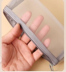 3Pcs Mesh Makeup Brush Bag, Nylon Mesh Zipper Pouch Bags Portable Clear Makeu…
