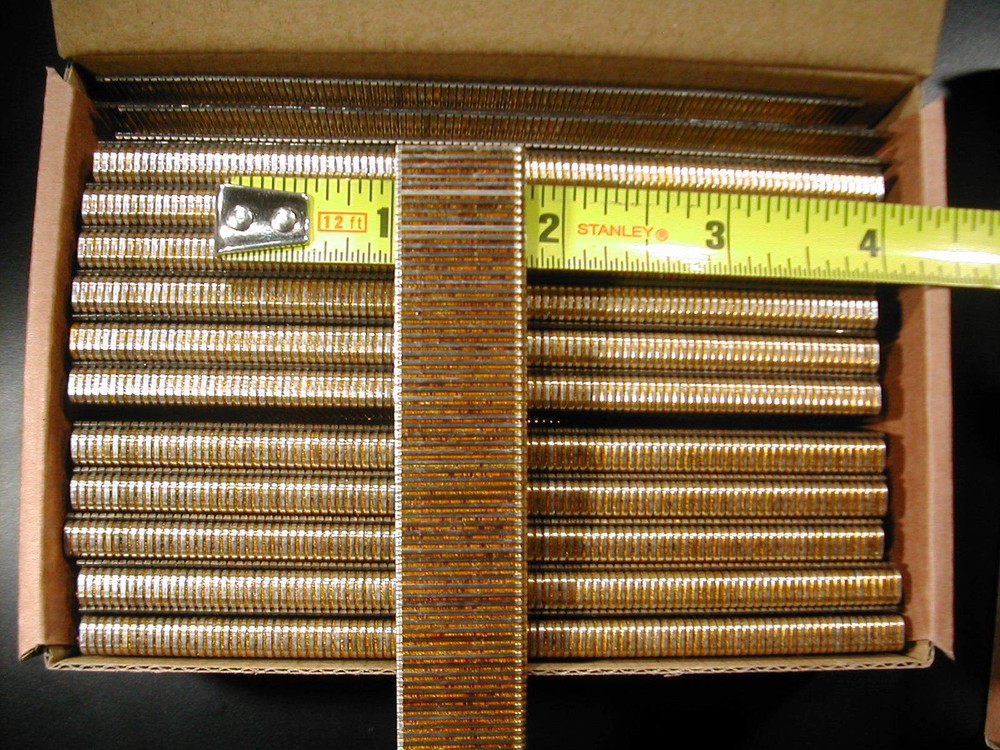 18 gauge 1/4″ Narrow Crown Staples 5000/bx Galvanized Chisel Point 3/4″ long