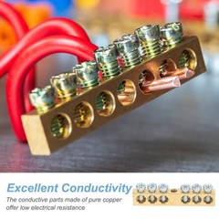 Ground bar 6 pos M4 47.9x6x9mm brass screw for block