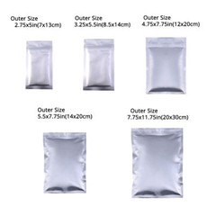 Different Sizes Flat Premium Heavy-Duty Aluminum Silver Zip Lock Pouch Bag M