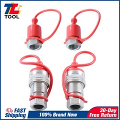 1/2″ Ag Hydraulic Quick Connect Tractor Couplers +Dust Caps Ball Pioneer Style