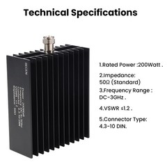BECEN 200Watt 4.3-10 Mini DIN Male RF Dummy Load,DC to 3GHz 50 Ohm，Combine Th…
