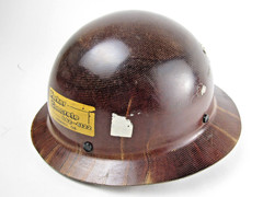Vtg 70s MSA Fiberglass Skullgard Full Brim Construction Hard Hat Class G Oregon