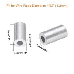 200Pcs Crimping Loop Sleeves for 1/32″ Wire Rope Round Wire Rope Sleeve