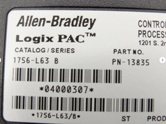 ALLEN BRADLEY 1756-L63 PLC Processor Controller Contrologix