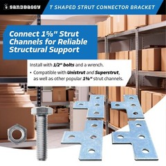 Sandbaggy Galvanized Flat T Shaped Strut Connector Bracket – 4 Hole