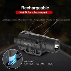Solofish 1500lm Slidable Pistol Light and Green Beam Laser Combo