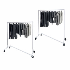 2PCS Heavy Duty Clothes Rack Rolling Garment Z Clothing Rack W/Lockable Casters