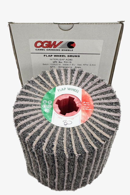 CGW 4″ x 4″ x 3/4″ Interleaf Flap Wheel Drum 80 Grit Medium Aluminum Oxide