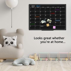 Magnetic Black Calendar Dry Erase Board, Calendar Monthly 36 X 24 Inch, Dry E…