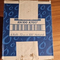 6 Rolls 72mm (2.8″) X 500′ Water Activated Kraft Tape, Reinforced, Metric