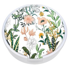 Retainer Case with Mirror & Ventilation – Light Green Floral Design