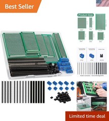 174-Piece PCB Circuit Board Prototype Kit, Double-Sided Perf Boards in 6 Size…