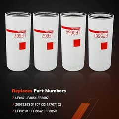 Volvo D12 Oil Fuel Filter Kit LF667 LF3654 FF5507 2pcs