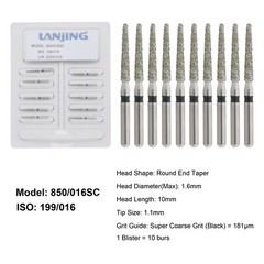Dental Diamond Burs Round End Taper Super Coarse 850/016SC FG High Speed Bur