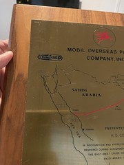 Exxon Mobile Overseas Pipeline Company Plaque Saudi Arabia 1980 – 1983 (named)