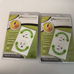 360 Electrical Rotating Duplex Outlet Receptacle White 36010-W Lot Of 2