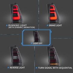 LED Tail Lights 4Runner 2003-2009 Amber Switchback Breathing Smoke Lens Pair