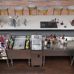 AmGood 22 in. x 12 in. Stainless Steel Underbar Hand Sink with Cabinet Base
