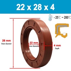 Metric TC Rotary Oil Shaft Seal FKM Fluorine Double Lip Seal 22mm – 26mm Shaft